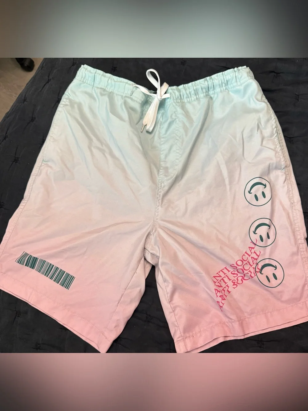 Anti Social Social Club Men’s Pink to Mint Gradient Swim Shorts